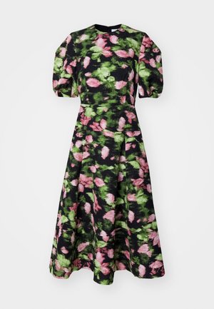 Erdem SHORT SLEEVE WAISTED MIDI DRESS VOLUME SKIRT - Cocktail dress / Party dress - black