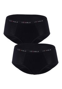 Briar neri in cotone con una morbida fascia in vita decorata con il logo "LOVABLE" in rosso. Il design è senza cuciture e offre una vestibilità classica a copertura totale.