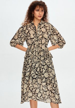 3/4 SLEEVE PATTERNED - Shirt dress - printed black