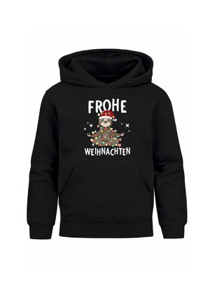 WEIHNACHTSMOTIVE LUSTIGE GESCHENKE OUTFIT - Kapuzenpullover - faultier schwarz