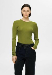 Selected Femme LANGARM - Strickpullover - cardamom seed