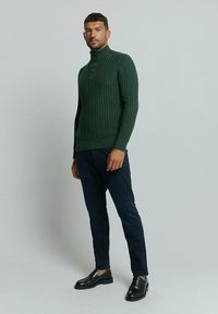 NO EXCESS JACQUARD WITH HALF-BUTTON PLACKET - Trui - dark green