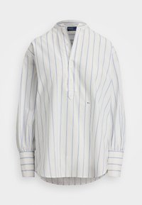 STRIPED COTTON DOBBY TOP - Bluza s gumbima - cream/blue