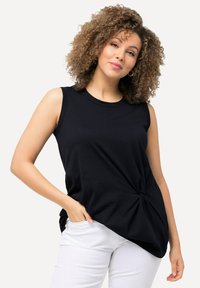 Ulla Popken DRAPIERT RUNDHALS ÄRMELLOS - Top - navy blue