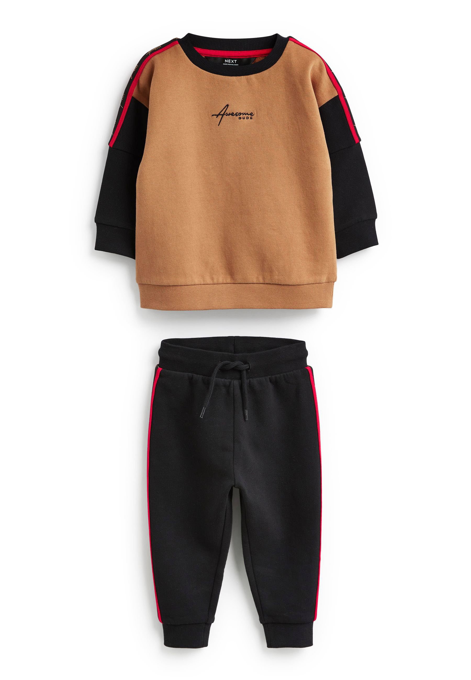 Next COLOURBLOCK TRACKSUIT - Sweatshirt - black tan/brown taped/noir -  ZALANDO.FR