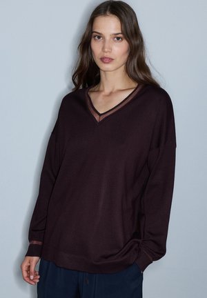 Ipekyol, IPEKYOL KNITWEAR KNITTED SWEATER WITH TULLE TRIM - Jersey de punto - dpurple