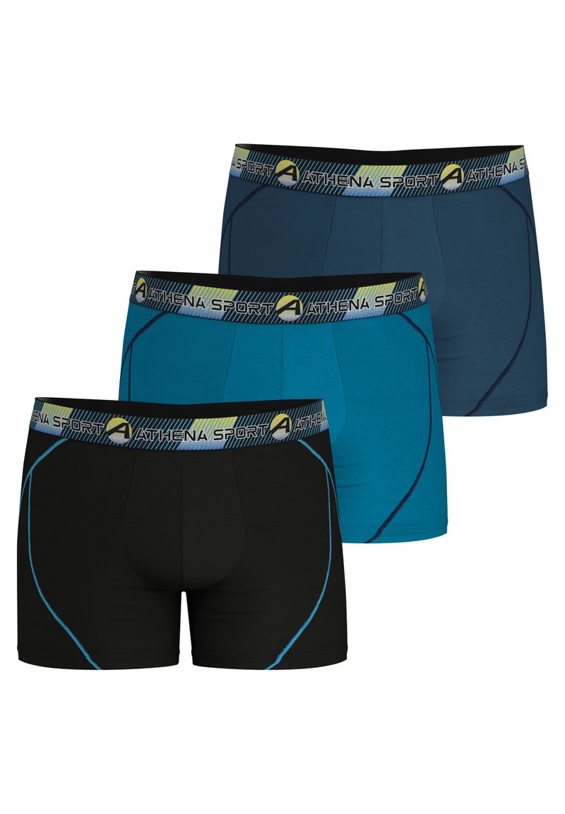 Athena LOT DE 3 PACK LONGS TRAINING - Boxers - noir lac croisière