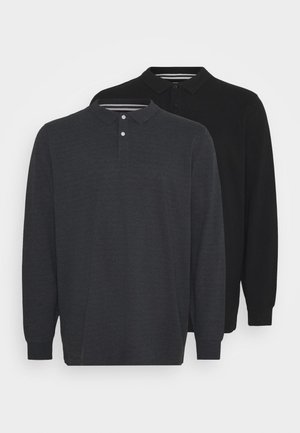 BIG 2 PACK LONG SLEEVE - Piké - black/mottled dark grey