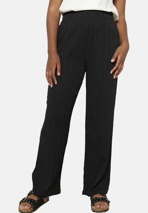 TEXTURED WIDE - Trousers - black
