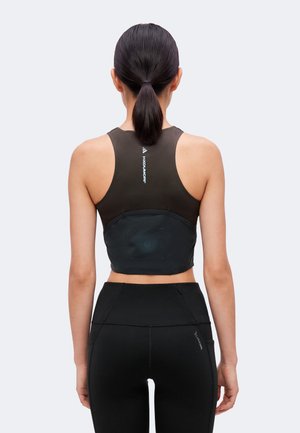 adidas Performance, HK CROP - Top - night brown/night grey