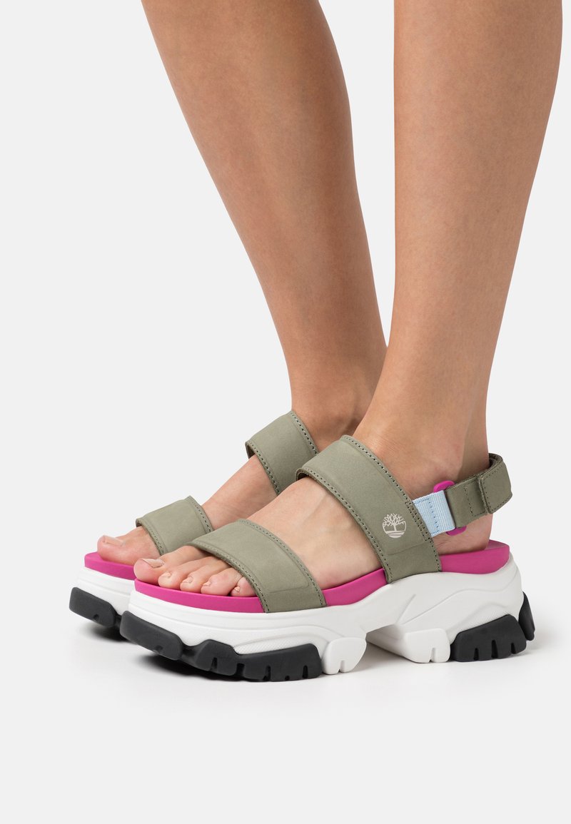 Timberland ADLEY WAY BAND Platform sandals dark green/dark green