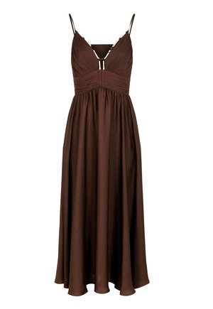 Morgan, MORGAN MORGAN LONG DRESS WITH V-NECK - Maxi-jurk - marron foncé