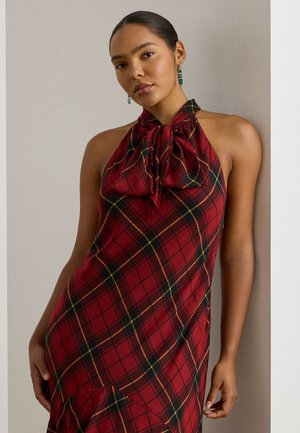 PLAID GEORGETTE TIERED TIE-NECK GOWN - Ένδυση για ειδικές περιστάσεις - black/red