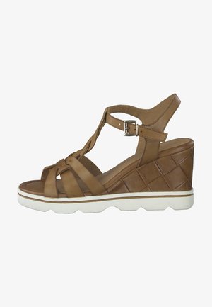 Sandali con plateau - cognac antic
