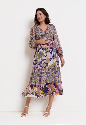 Seraphine, MATERNITY FLOATY & NURSING MIDI WRAP DRESS - Jurk - lilac purple