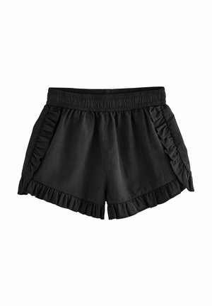 Zwarte shorts met een geraffineerde trim langs de zijkanten en onderkant, een elastische tailleband en een zachte, lichte stof.