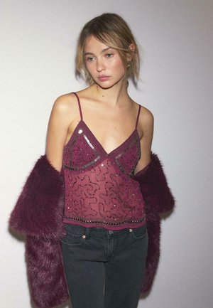 EMBROIDERED STRAPPY - Top - bordeaux