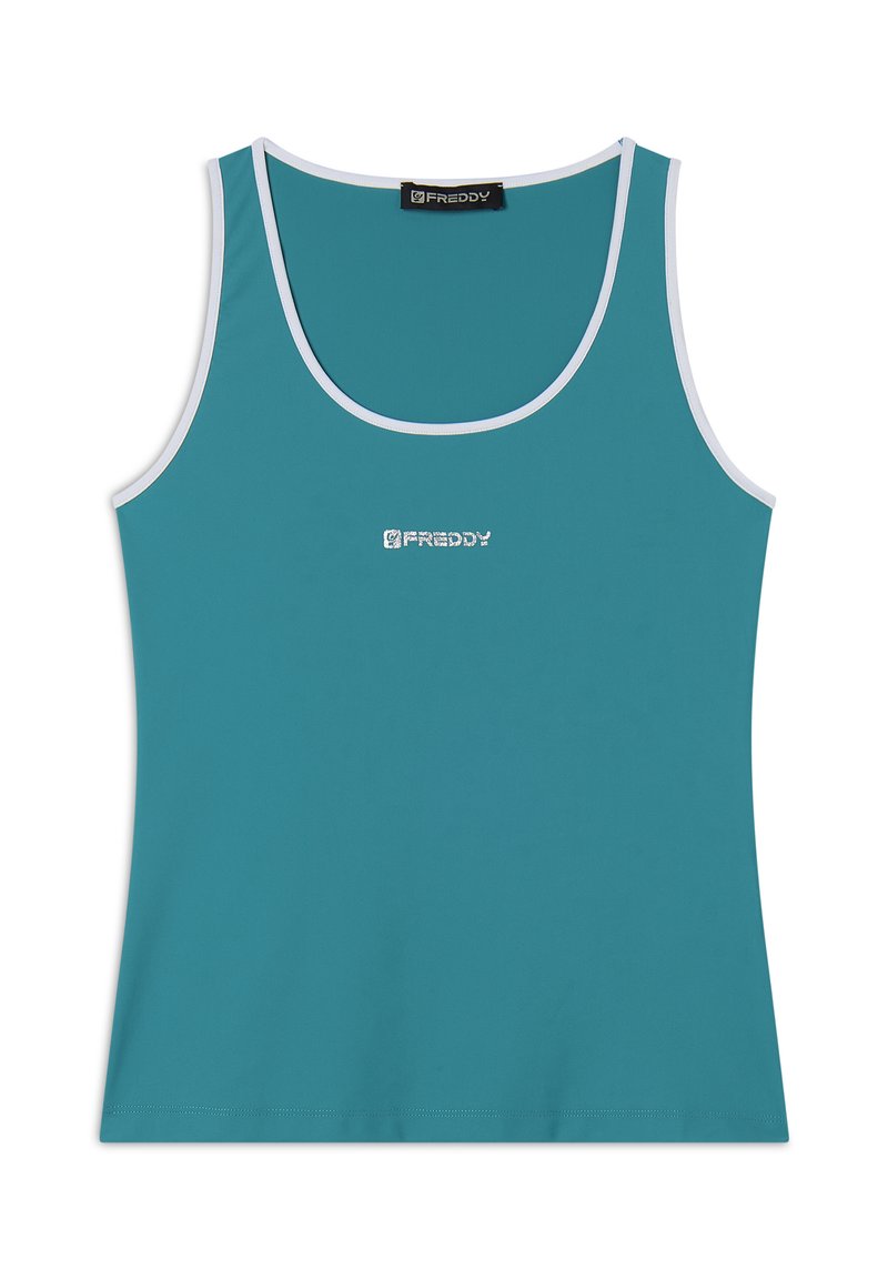 Freddy SLIM IN TESSUTO TECNICO CON BORDATURE A CONTRASTO - Top - turchese