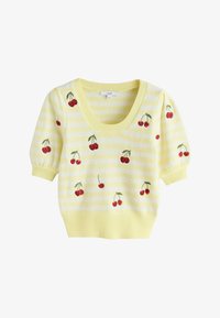 Valitud, yellow stripe cherry embroidery