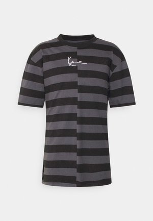 UNISEX SMALL SIGNATURE SPLIT STRIPE TEE - Apdrukāts T-krekls - dark grey