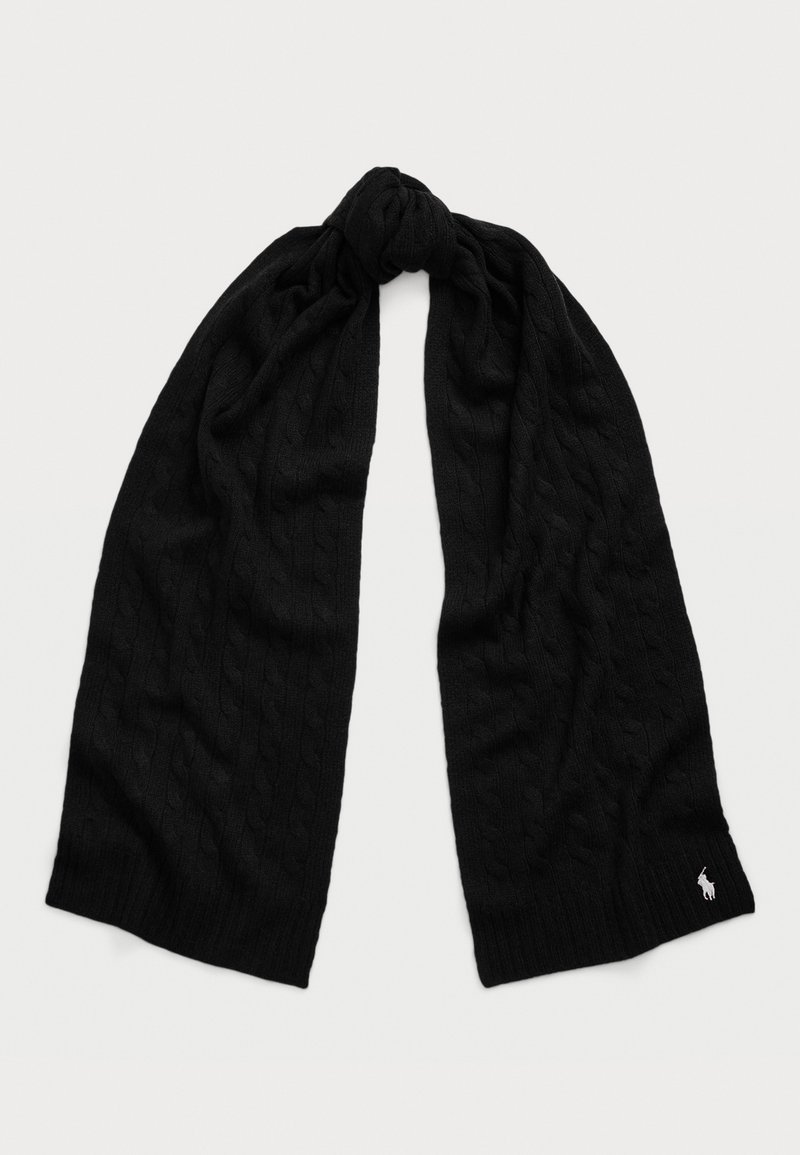 Polo Ralph Lauren CABLE KNIT WOOL CASHMERE SCARF - Halsduk - black