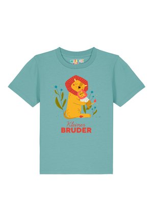 LÖWEN KLEINER BRUDER - Print T-shirt - teal monstera