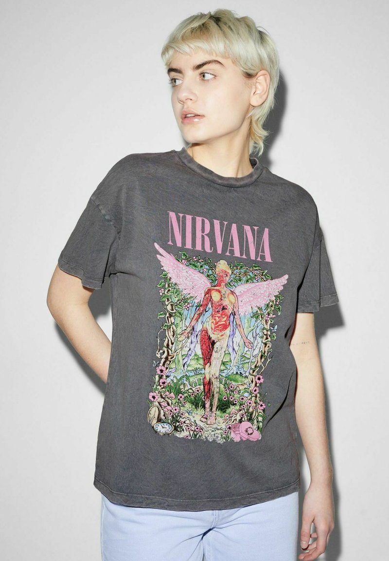 CLOCKHOUSE NIRVANA Print Tshirt dark gray/dark grey Zalando.de