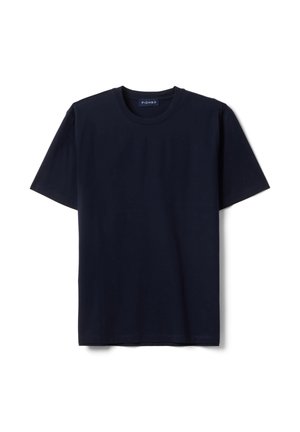 Plain black short-sleeve crew neck t-shirt with a small label at the collar reading "PIOMBO" on a white background.
