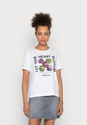 ONLKITA FLOWER TOP BOX - Print T-shirt - bright white blossom