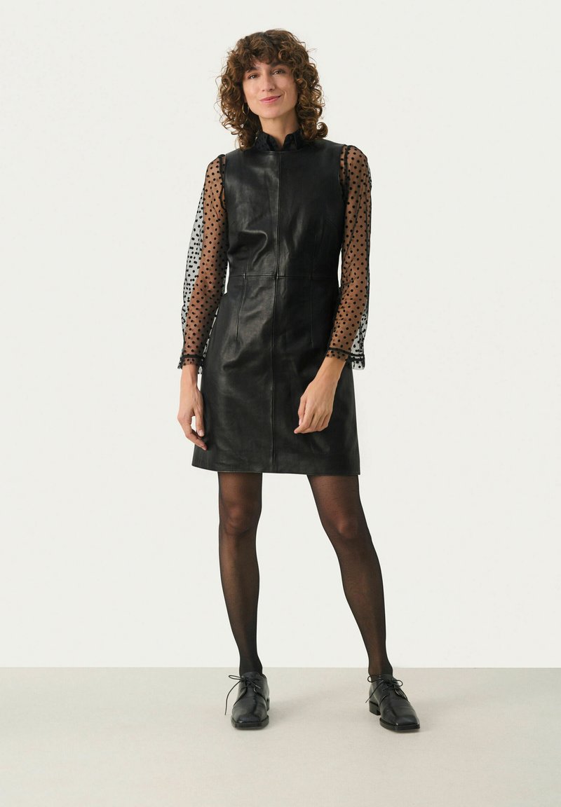 chinese dress ladies Stretch Leather Dress 2 / Black Leather