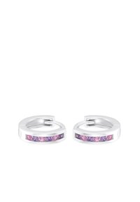 Söderhänge i silver med en rad av rosa och lila ädelstenar längs den främre kanten, med en polerad slät yta.