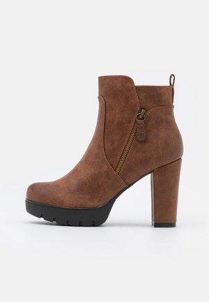 Refresh Bottines à talons hauts - cognac