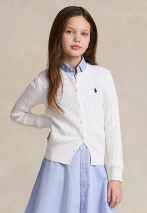 Polo Ralph Lauren MINI CABLE COTTON CARDIGAN 7-14Y - Kardigán - optic white/navy