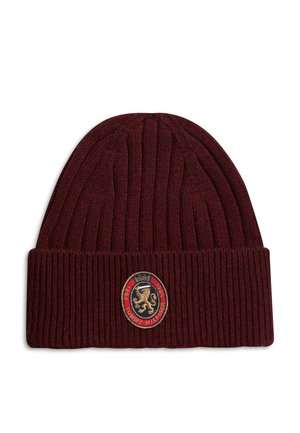 Tommy Hilfiger, LAMBSWOOL BLEND CREST RIB-KNIT BEANIE - Плетена шапка - bordeaux