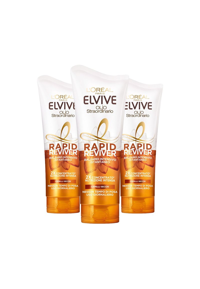 L'Oréal Paris - L'ORÉAL PARIS BALSAMO ISTANTANEO RAPID REVIVER ELVIVE OLIO STRAORDINARIO, ARRICCHITO CON AMMINOACIDO E OLIO DI JOJOBA, PER CAPELLI SECCHI, 180 ML - 3 PACK - Tinte capelli - trasparente, Ingrandire