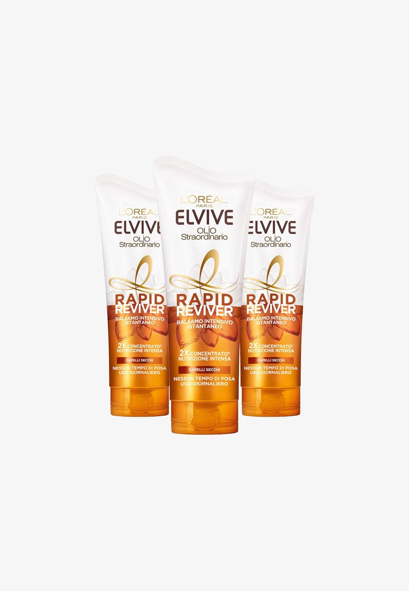 L'Oréal Paris - L'ORÉAL PARIS BALSAMO ISTANTANEO RAPID REVIVER ELVIVE OLIO STRAORDINARIO, ARRICCHITO CON AMMINOACIDO E OLIO DI JOJOBA, PER CAPELLI SECCHI, 180 ML - 3 PACK - Tinte capelli - trasparente, Ingrandire