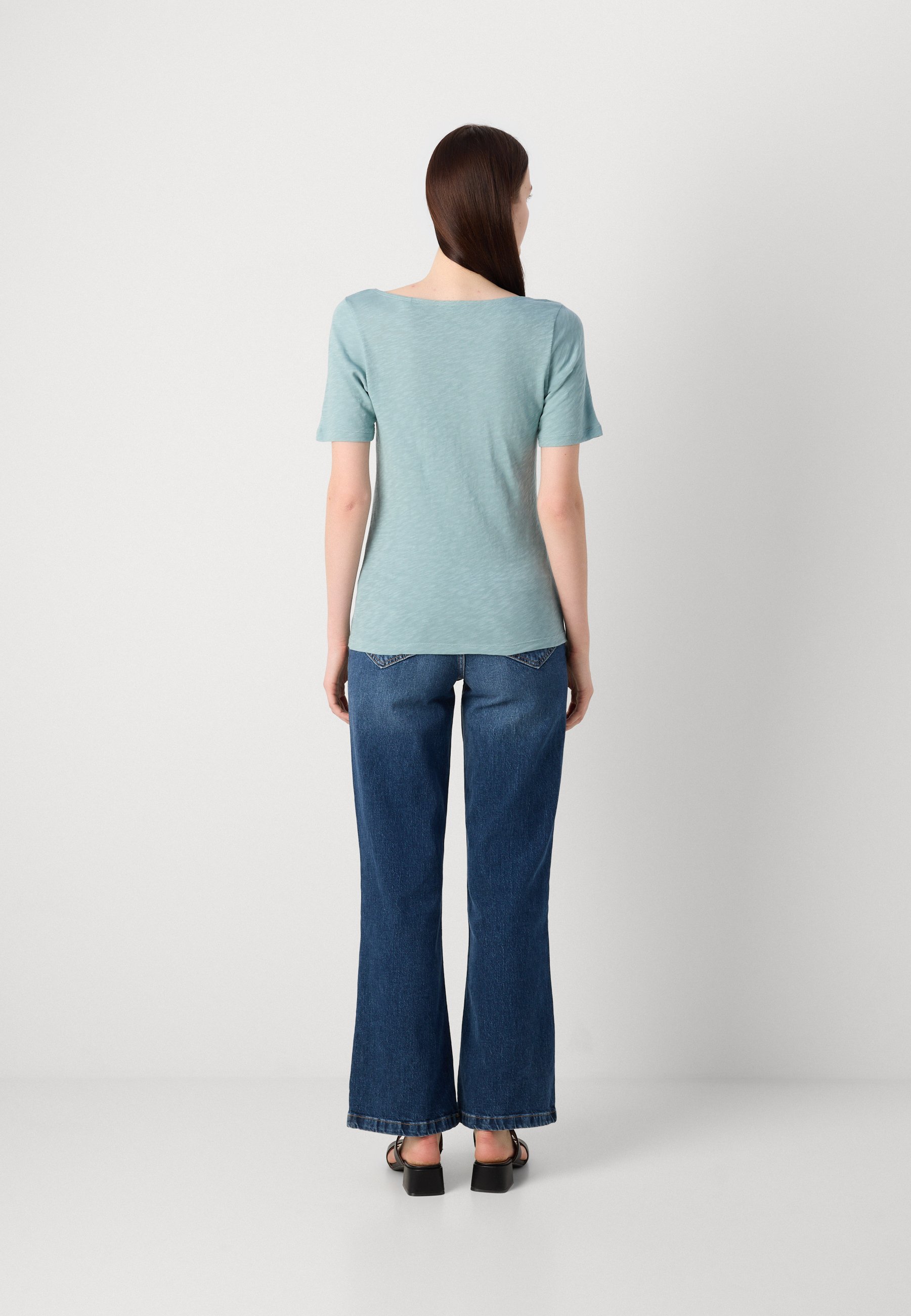 売れ筋商品|||マルコポーロ Tシャツ レディース トップス SHORT SLEEVE BOAT NECK - Basic T-shirt - pure teal Women's Basic T-shirt in Pure Teal with Boat Neck Design