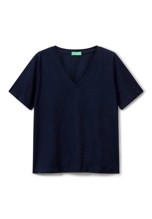 United Colors of Benetton V-NECK IN SLUB - T-Shirt basic - blue