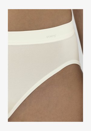 Lightweight cream-colored underwear with a smooth texture, featuring a soft waistband and minimal branding for a clean look.