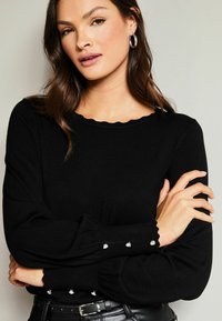 Lipsy SCALLOP DETAIL LONG SLEEVE - Svetr - black