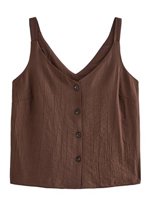 New Look, DARK  BUTTON FRONT V-NECK CAMI TOP - Blouse - dark brown