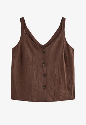 New Look, DARK BUTTON FRONT V-NECK CAMI TOP - Blouse - dark brown