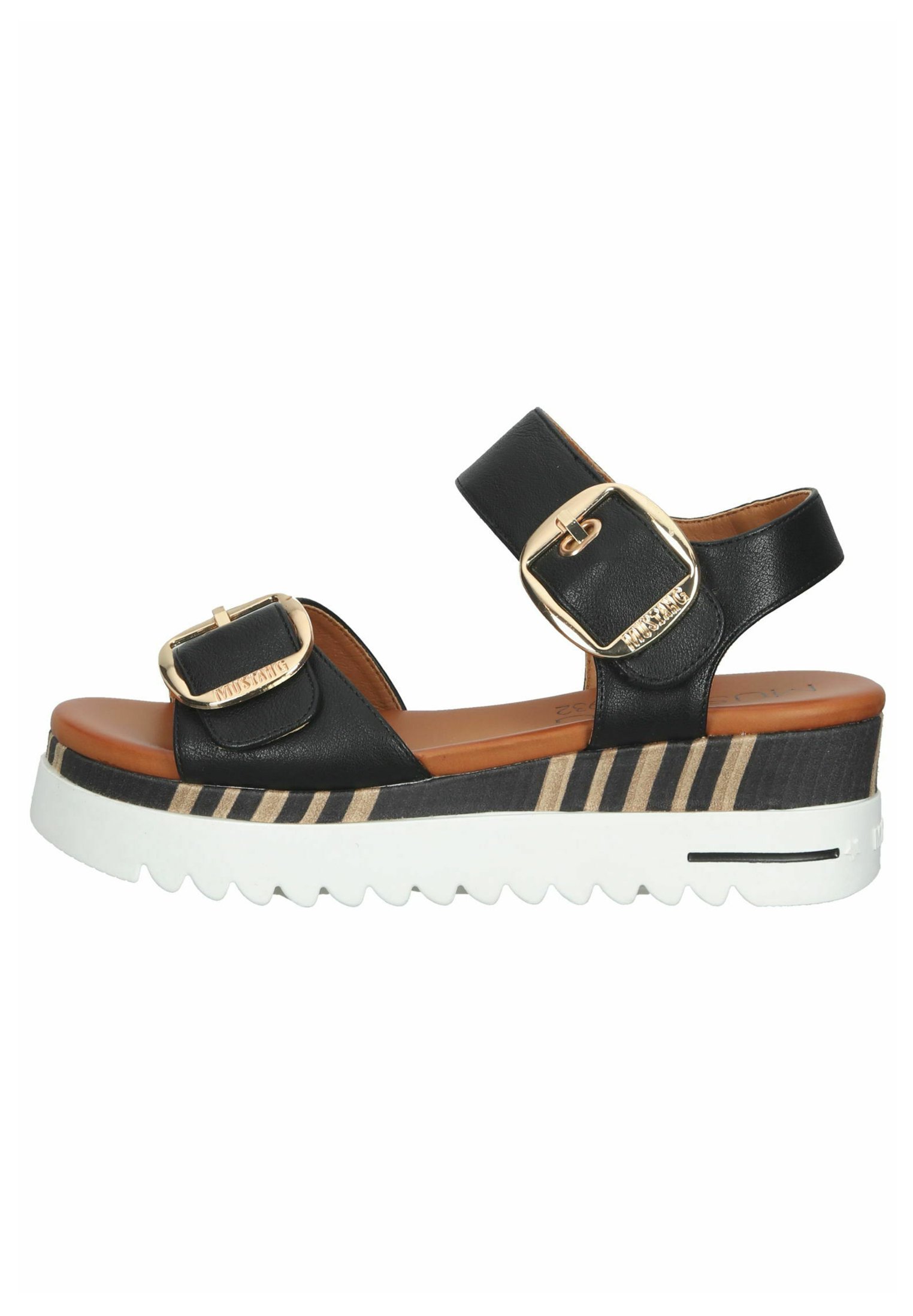 Mustang Sandalen met plateauzool - schwarz/zwart - Zalando.nl