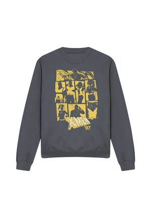 Dark gray sweatshirt with yellow graphic panels showing stylized X-Men characters and the text X-Men '97 at the bottom.