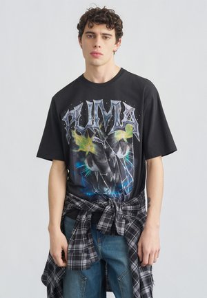 GRAPHIC VINTAGE CAT BOXY TEE - T-shirt imprimé - puma black