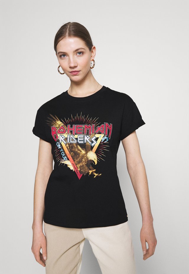 BOHEMIAN RIDERS BOXY TEE WOMEN - T-shirt print - black