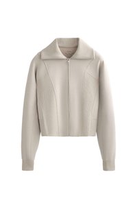 HIGH-NECK WITH RIB DETAILS AND BRUSHED MODAL - Felpa con zip - pink