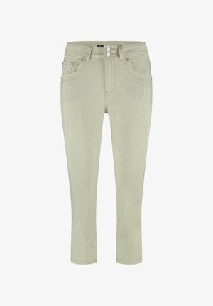 Lysgrønne, stribede denimbukser med slim fit, to-knaps lukning og fire lommer. Kantlinjen er afsluttet med en simpel opsmøg.