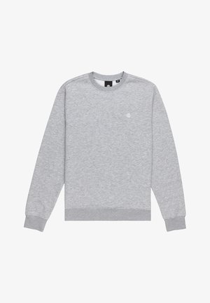 Grå sweatshirt lavet af blød stof, med rund hals, ribbede manchetter og et diskret logo på venstre bryst. Klassisk pasform og ensfarvet.