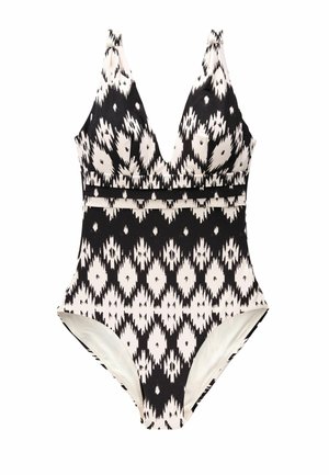 TAN SPOT PLUNGE - Plavky - black cream aztec